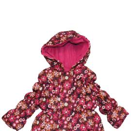 Girl Berry Floral Design Heavyweight Puffer Jacket